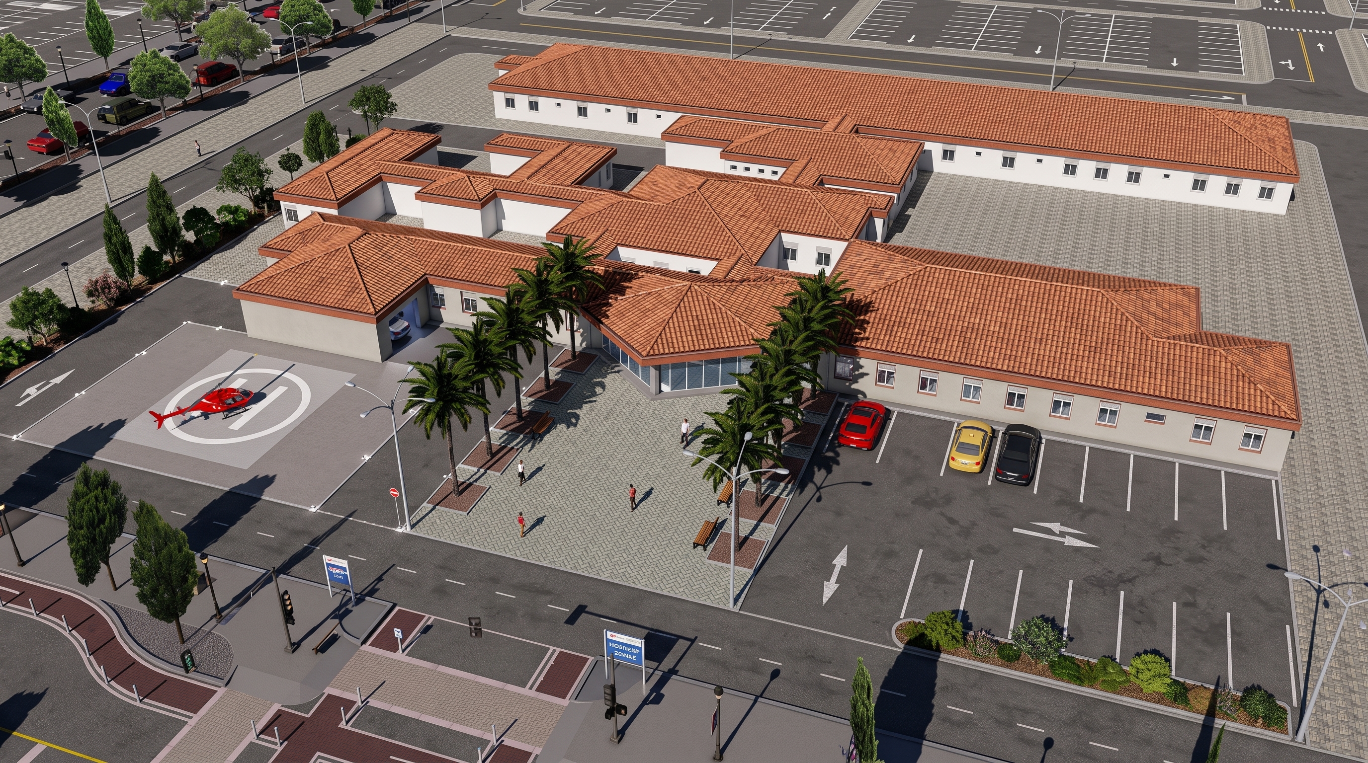 Masterplan y Rendering de Hospital Modular Prefabricado Omar Technology